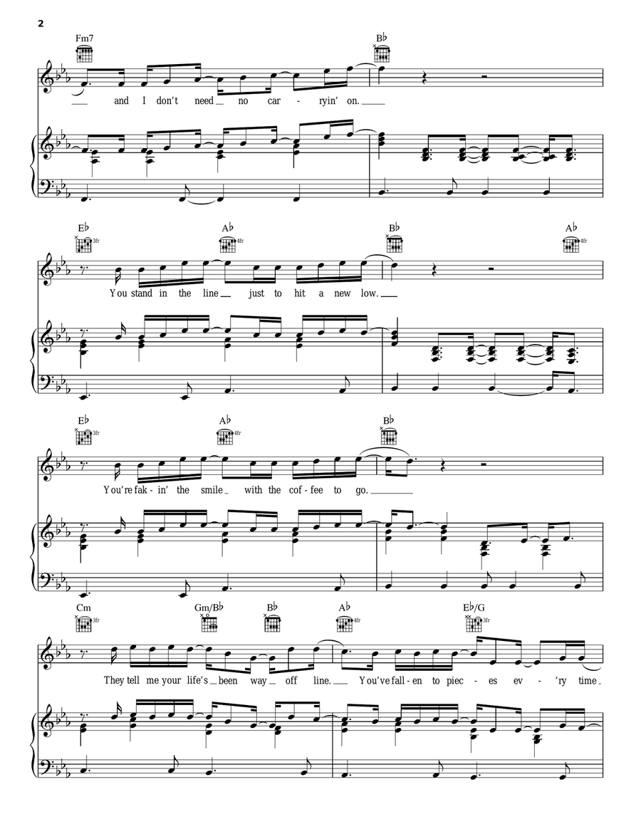 Bad Day Piano, Vocal, Guitar scores gallery preview page 2
