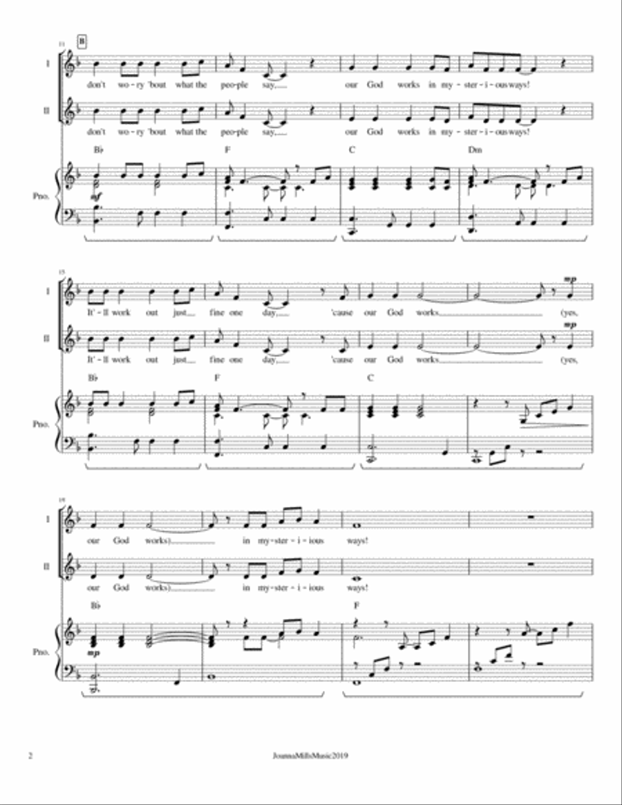 Our God Works In Mysterious Ways (2-Part Choir) 2-Part scores gallery preview page 3