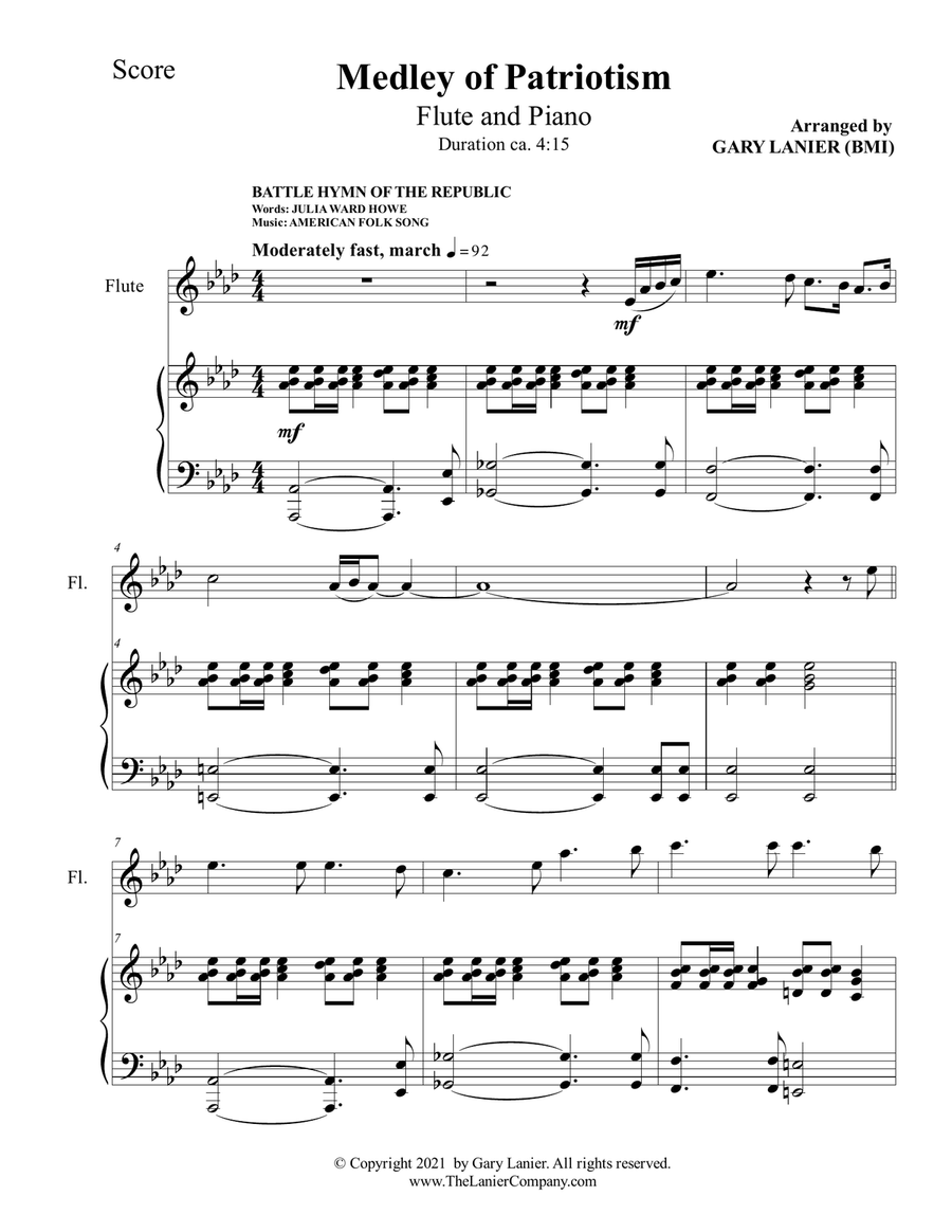 MEDLEY of PATRIOTISM (for Flute and Piano) Flute Solo scores gallery preview page 2