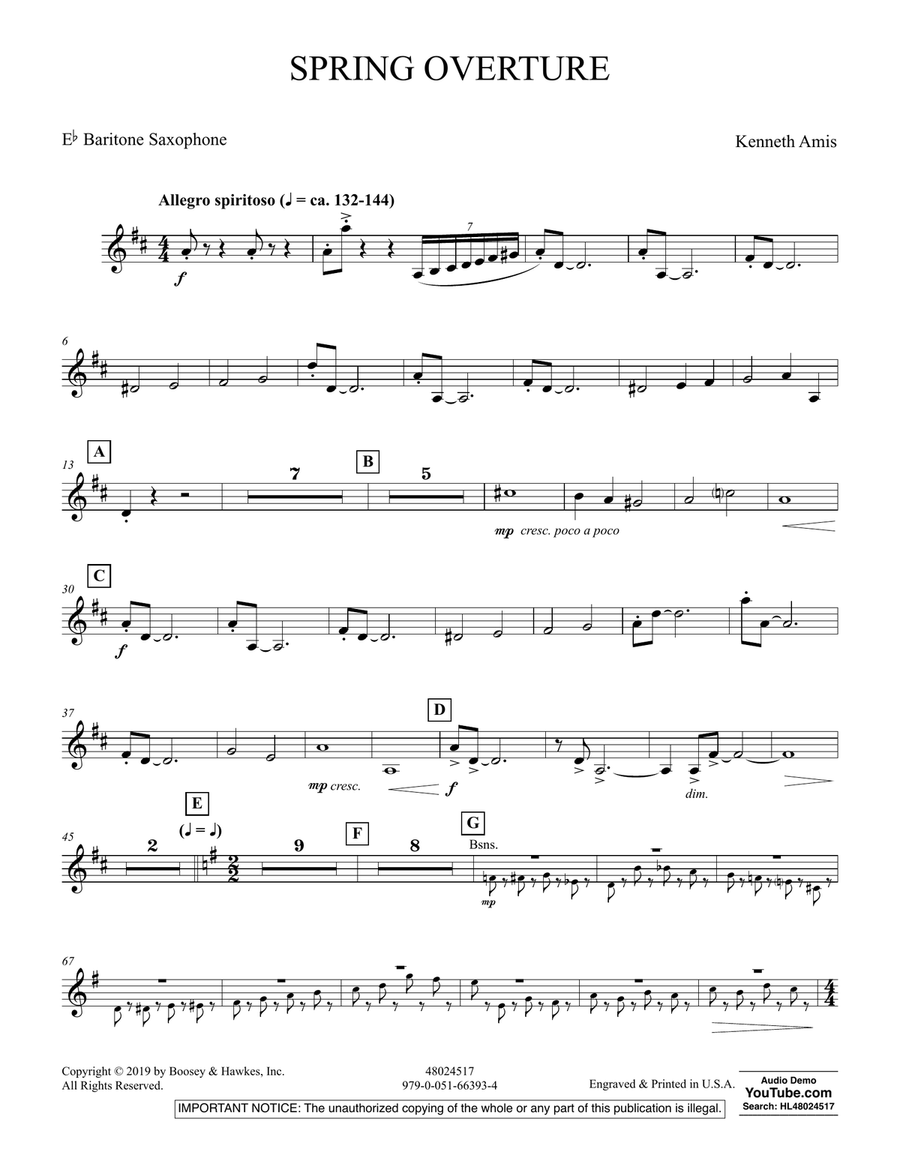 Spring Overture - Eb Baritone Saxophone