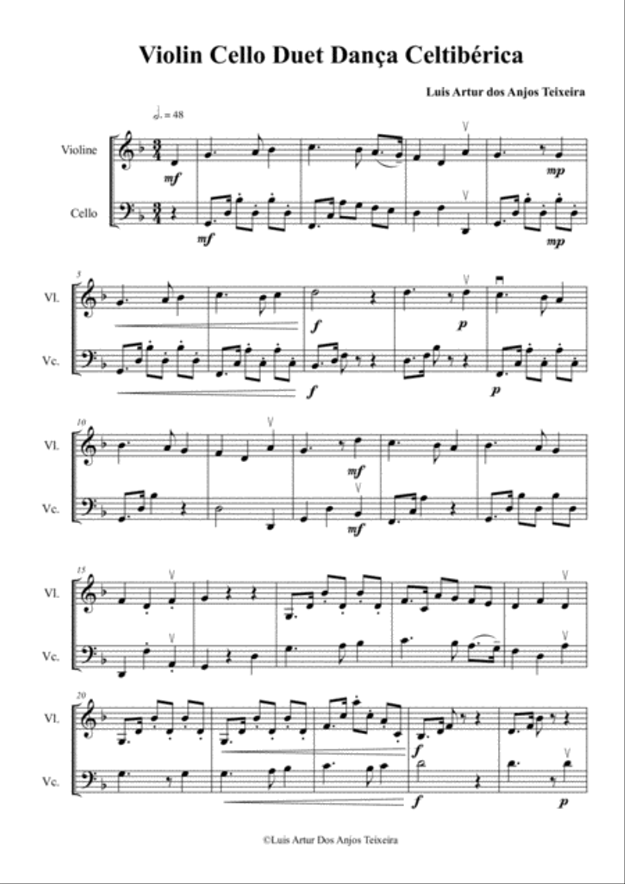 Violin Cello Duet Dança Celtibérica String Duet scores gallery preview page 1