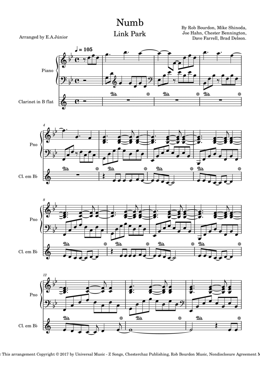 Numb B-Flat Clarinet scores gallery preview page 1