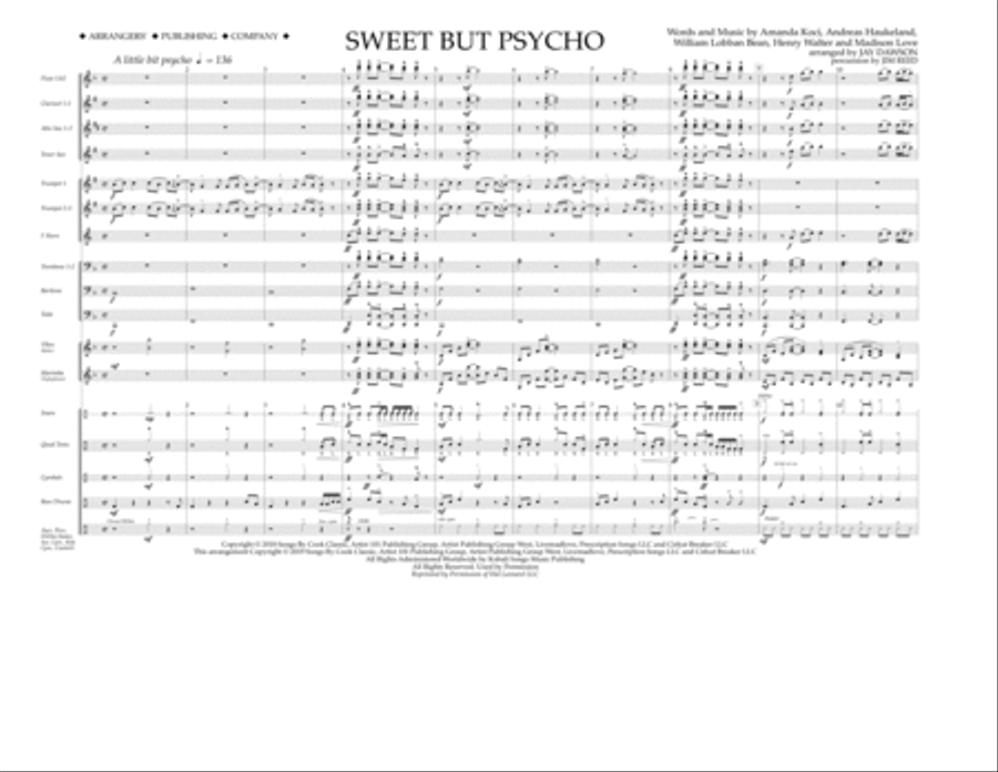 Sweet But Psycho (arr. Jay Dawson) - Full Score Marching Band scores gallery preview page 1