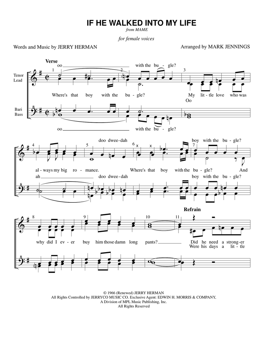 If He Walked Into My Life SSAA scores gallery preview page 1