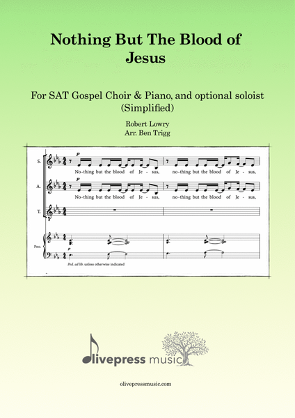 Nothing But The Blood of Jesus (simplified) – Gospel choir (SAT) & Piano image number null