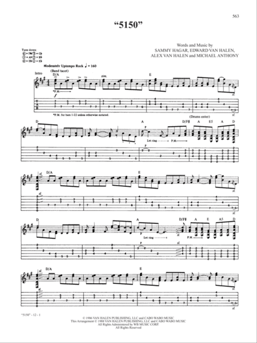 5150 Guitar Tablature scores gallery preview page 1
