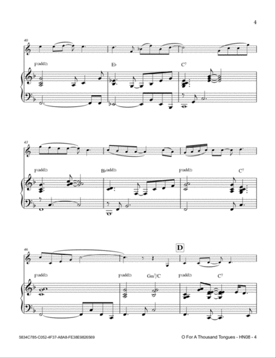 O For A Thousand Tongues Horn scores gallery preview page 5