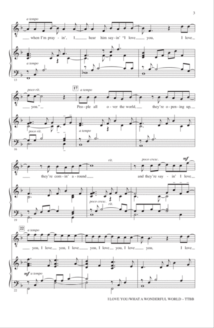 I Love You / What A Wonderful World TTBB scores gallery preview page 2