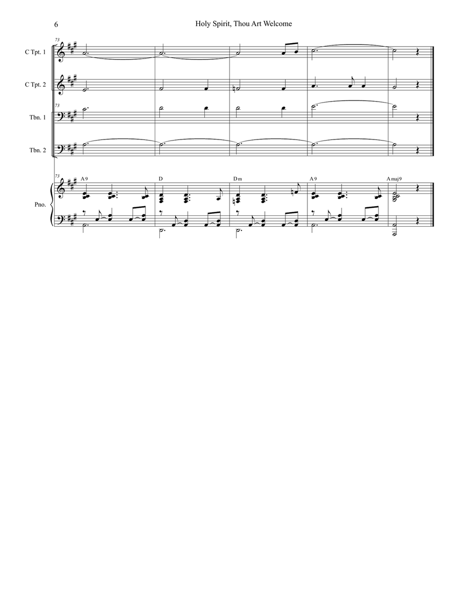 Holy Spirit, Thou Art Welcome Brass Ensemble scores gallery preview page 6