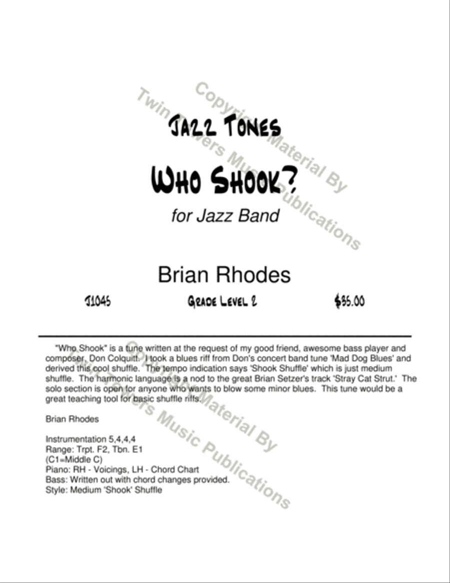 Who Shook? Who Shook? Jazz Ensemble scores gallery preview page 2