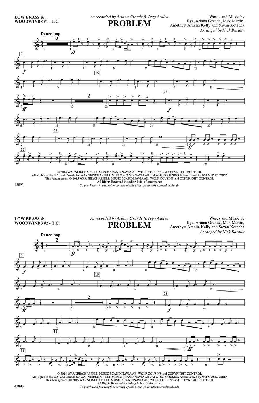 Problem: Low Brass & Woodwinds #1 - Treble Clef