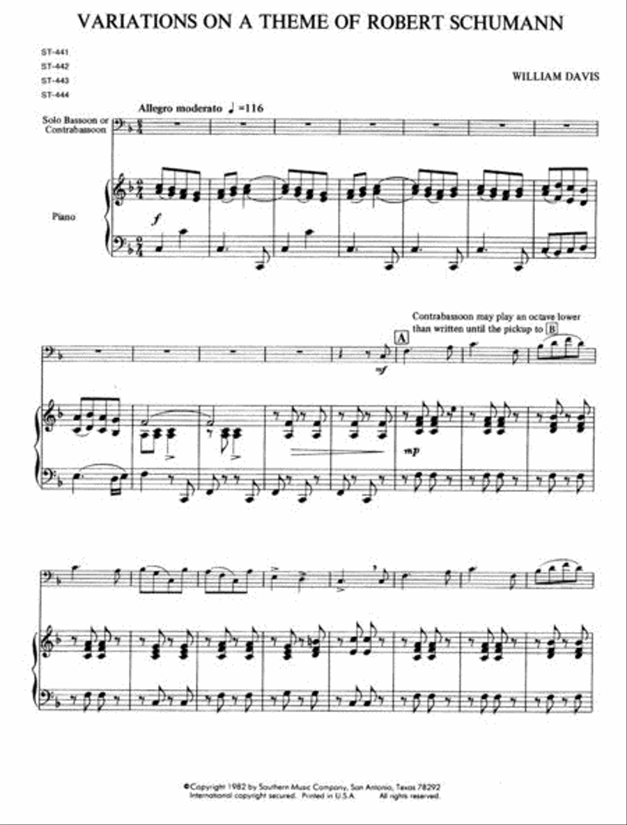 Variations on a Theme of Robert Schumann Bass Clarinet scores gallery preview page 3