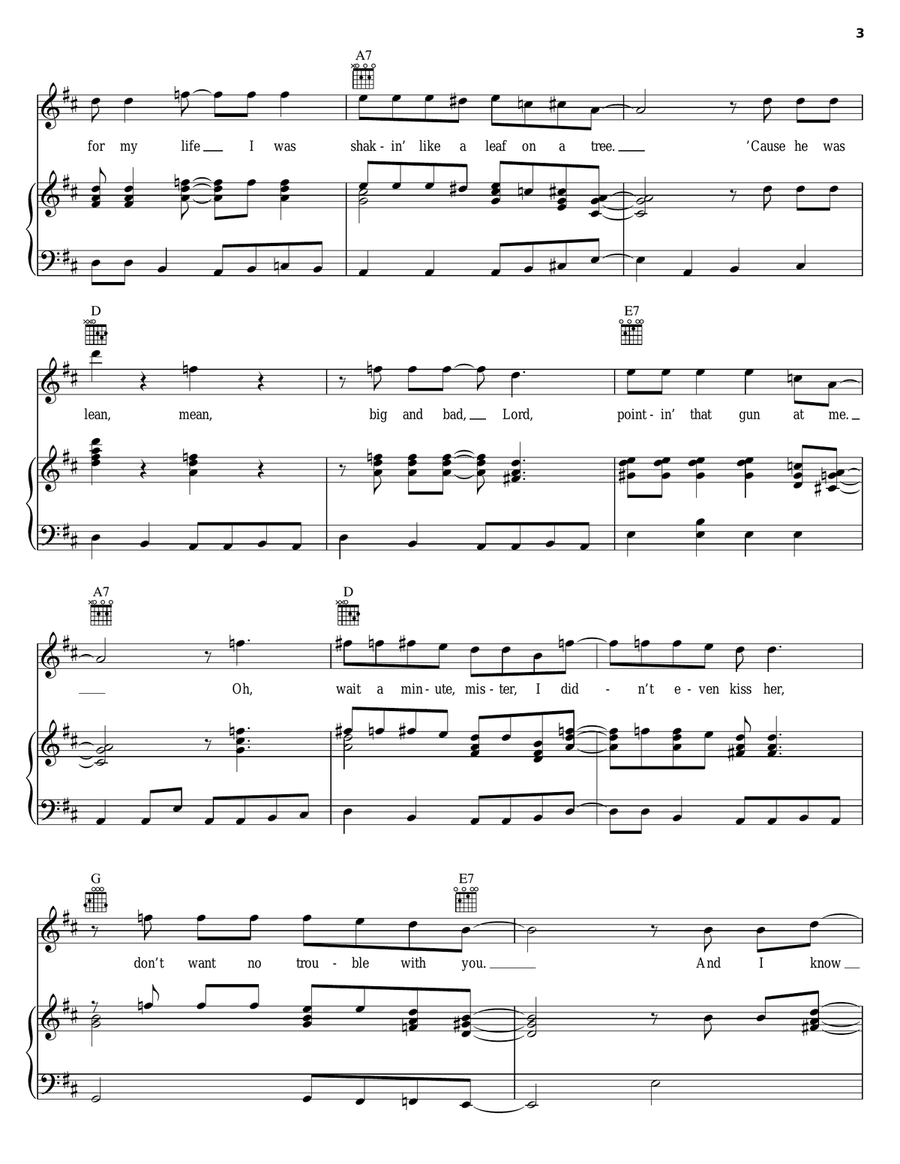 Gimme Three Steps Piano, Vocal, Guitar scores gallery preview page 3