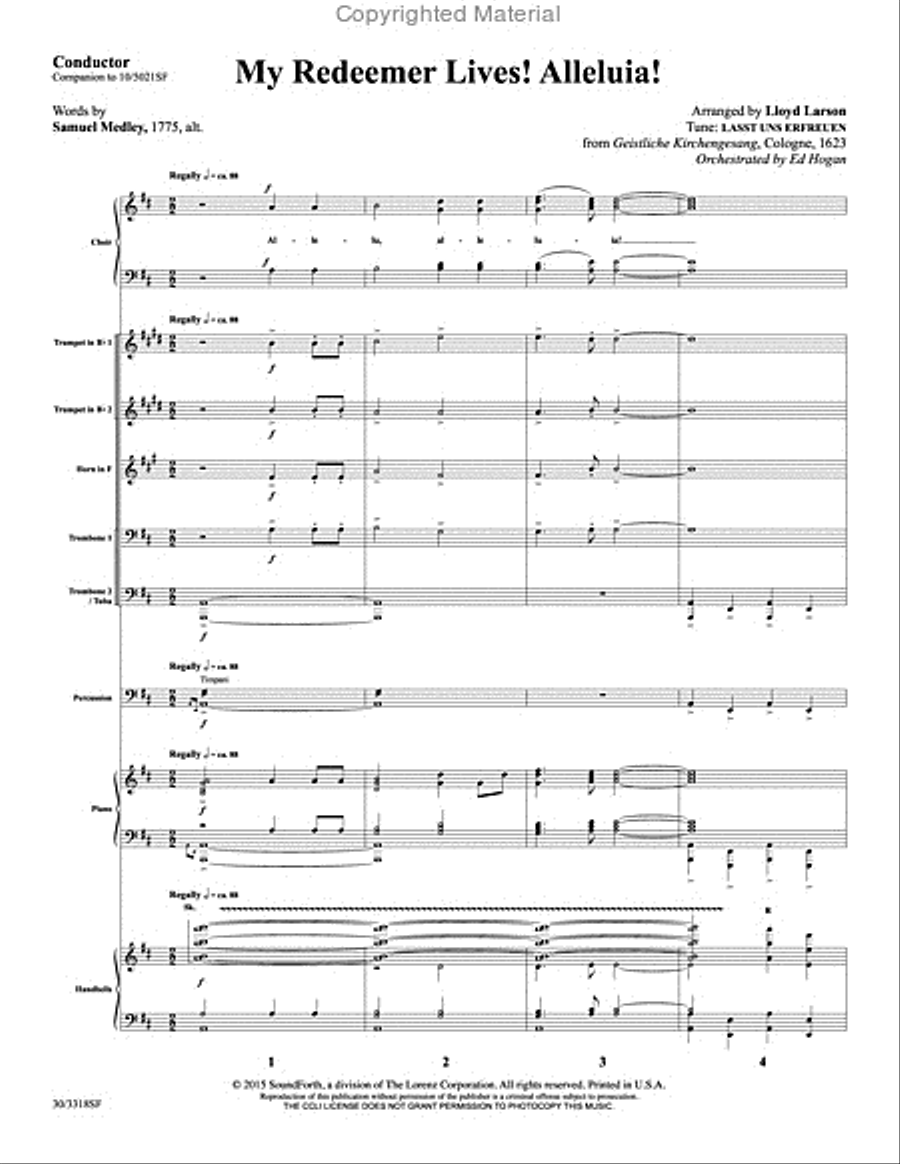 My Redeemer Lives! Alleluia! - Brass and Percussion Score and Parts Choir scores gallery preview page 2