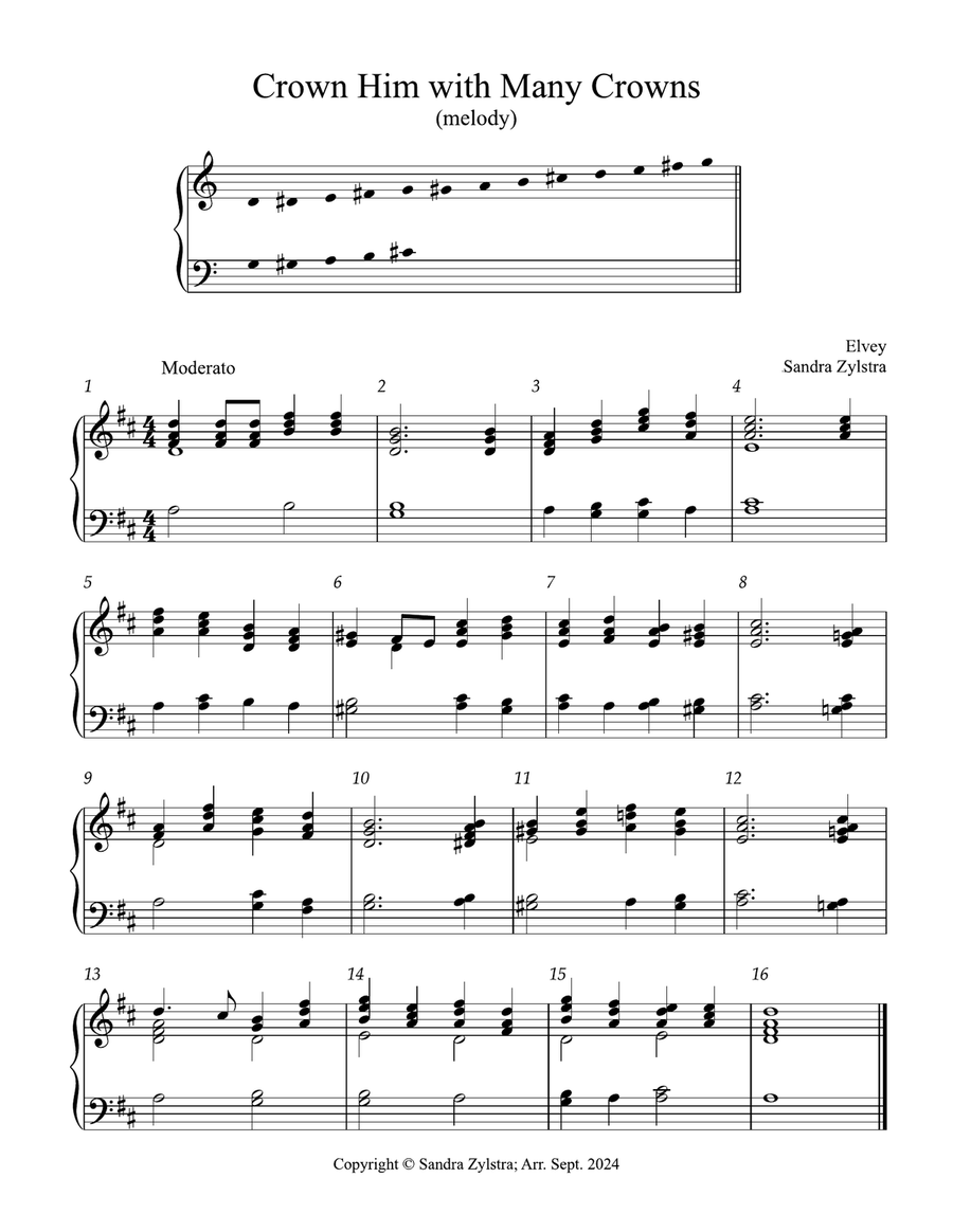 Crown Him with Many Crowns (2 octave handbells) 2-Octaves scores gallery preview page 1