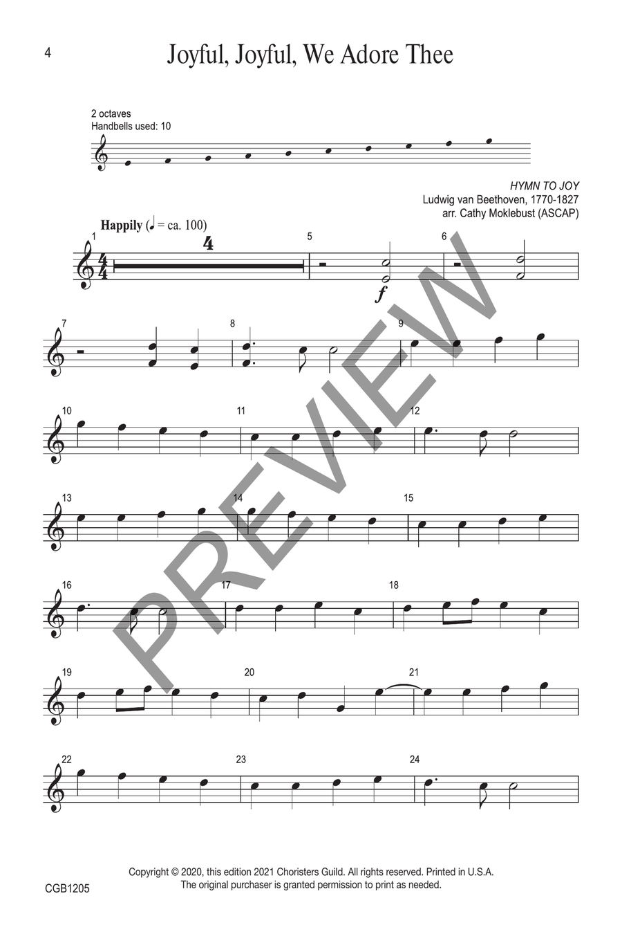Sacred Solos for Bell Tree, Set 2: General Hymns Handbell Choir scores gallery preview page 3