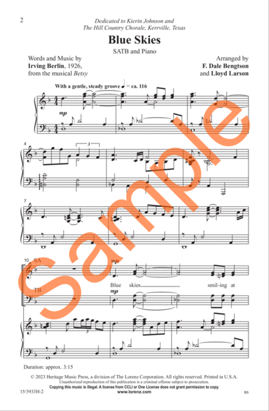 Blue Skies Blue Skies 4-Part scores gallery preview page 3