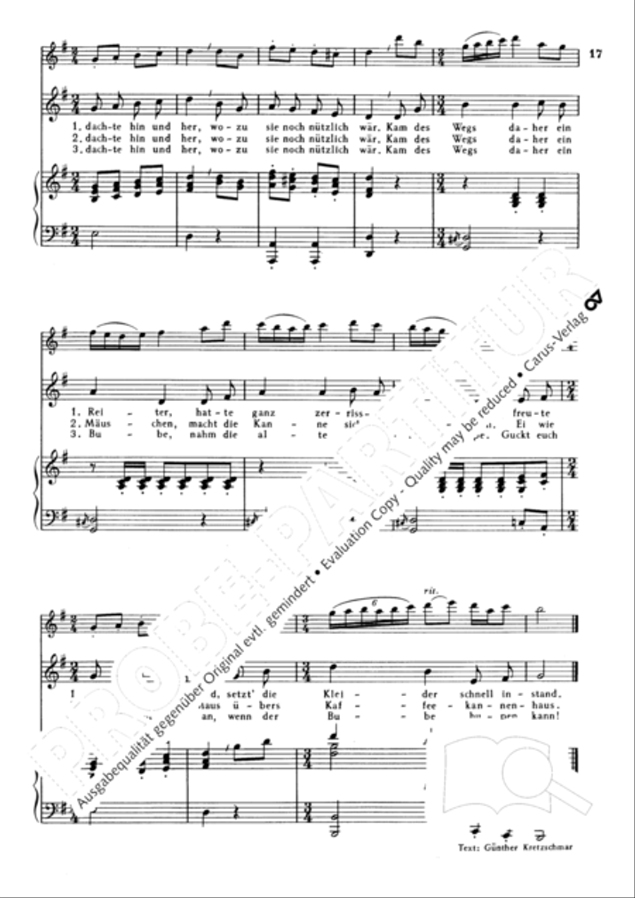 Dunkel war's, der Mond schien helle. 10 Lieder und Chansons Choir scores gallery preview page 17