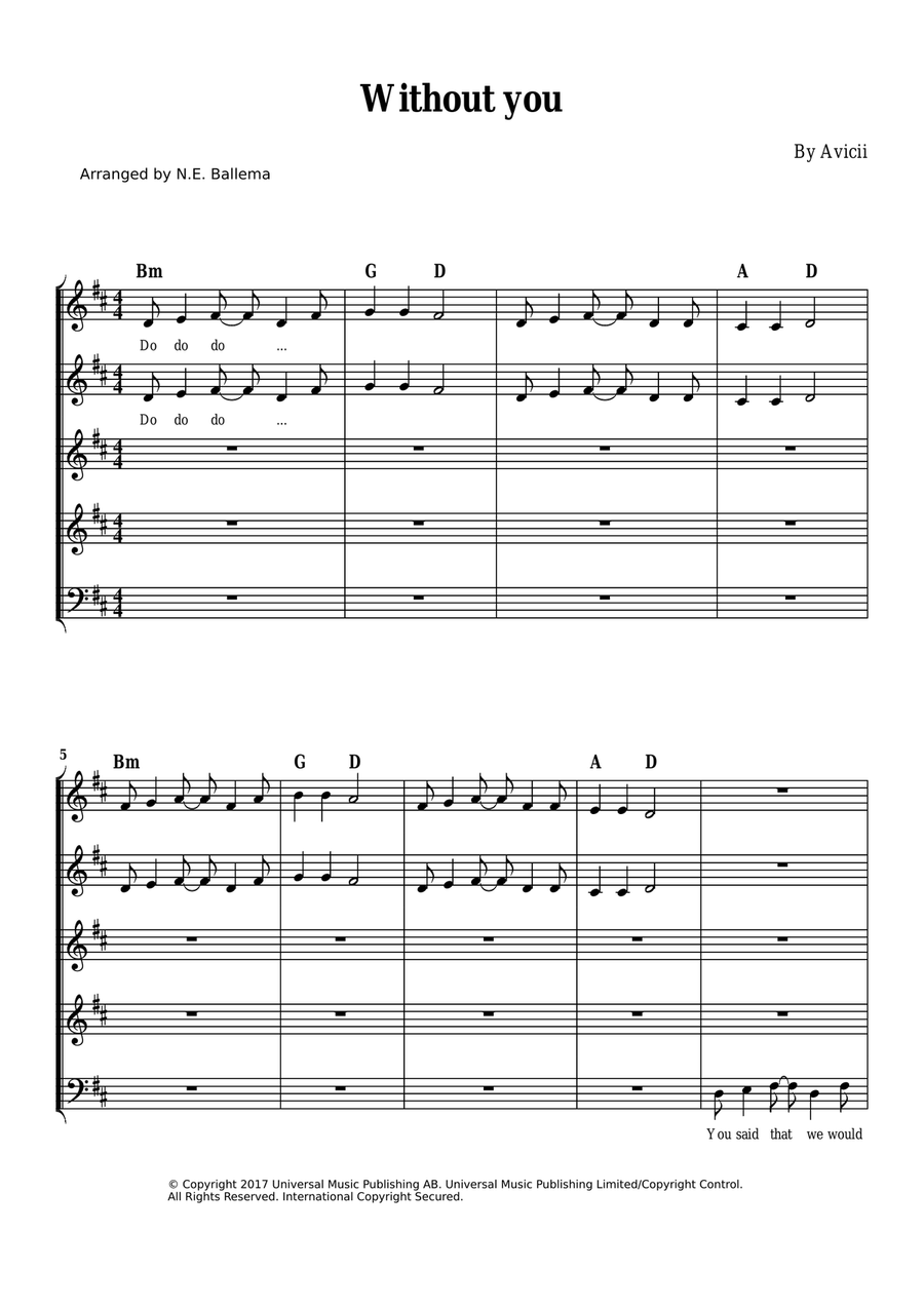 Without You Choir scores gallery preview page 1