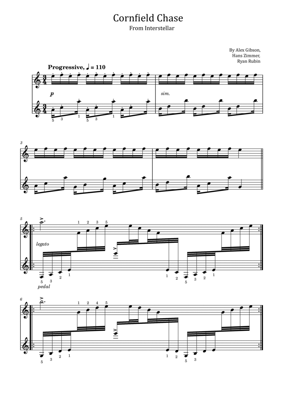 Cornfield Chase Piano Solo scores gallery preview page 1