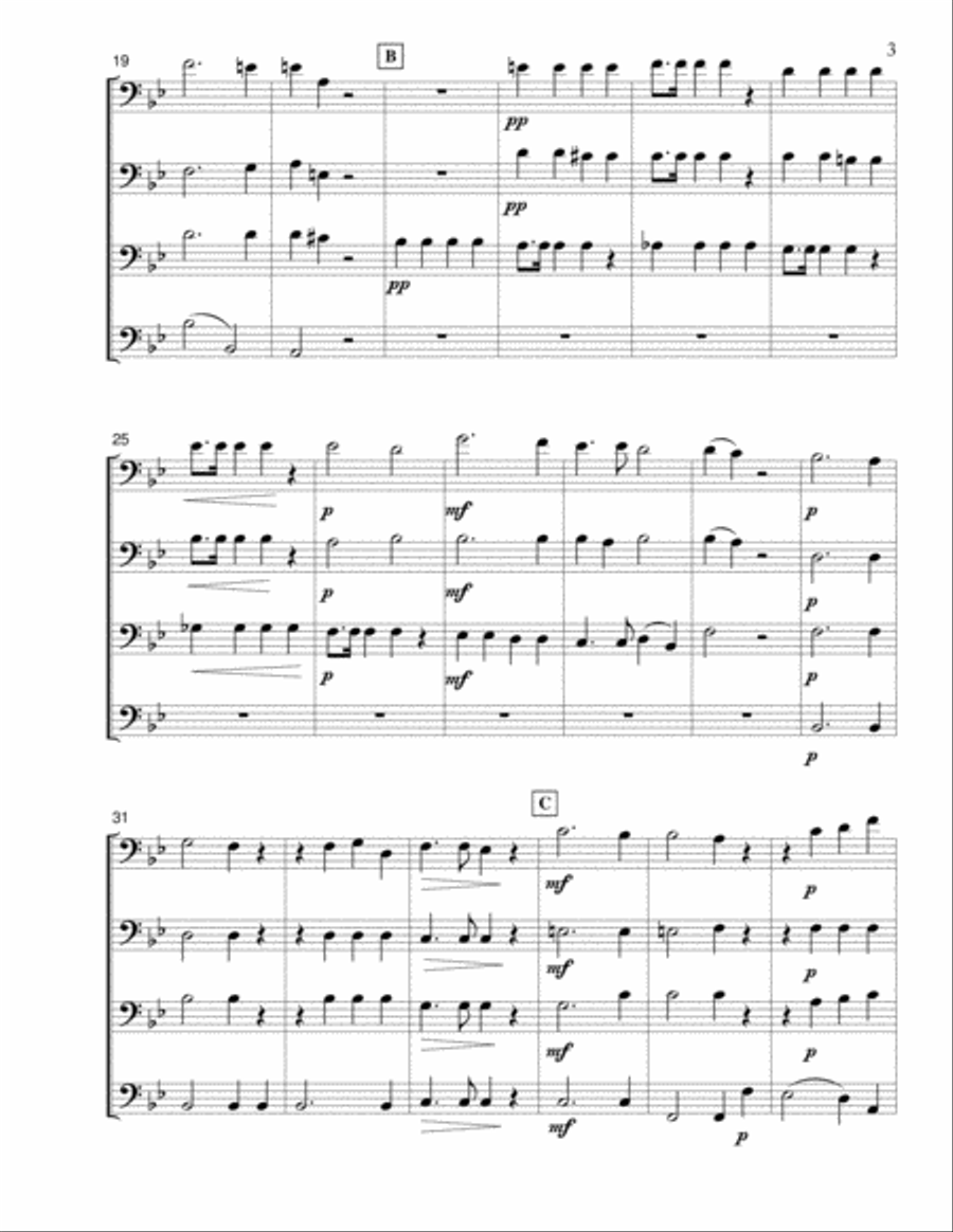 Bruckner - Locus Iste transcribed for Trombone Quartet by Zak Rahal Trombone Quartet scores gallery preview page 3