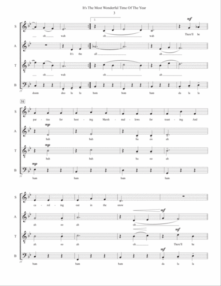 The Most Wonderful Time Of The Year 4-Part scores gallery preview page 3