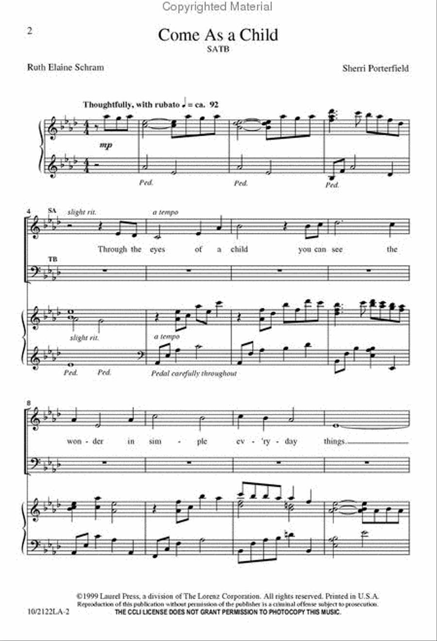 Come as a Child 4-Part scores gallery preview page 2