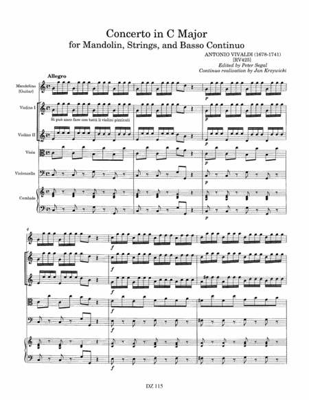 Concerto for Mandoline, strings and basso RV 425