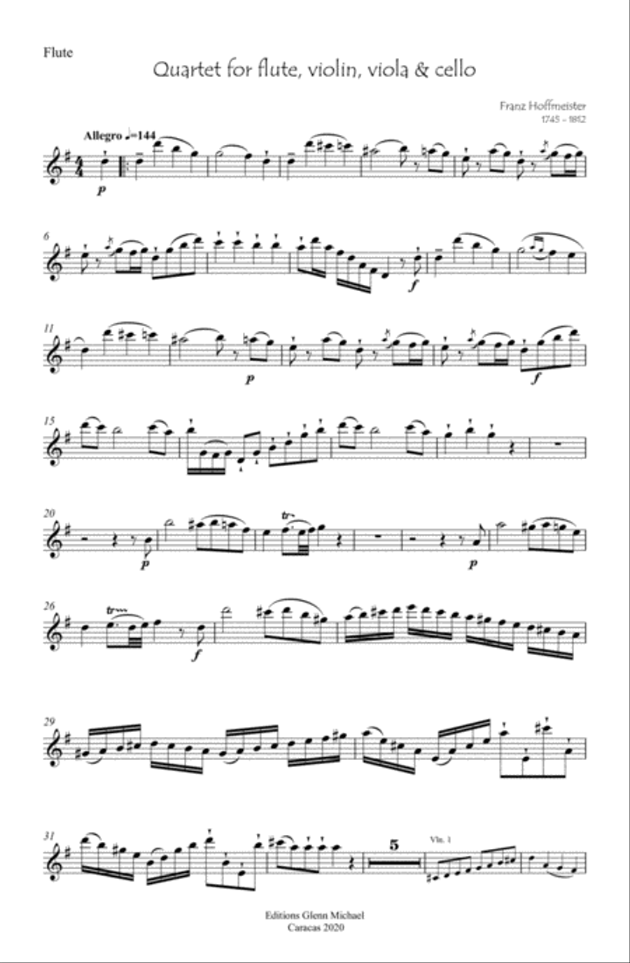 Flute Quartet Hoffmeister Small Ensemble scores gallery preview page 3