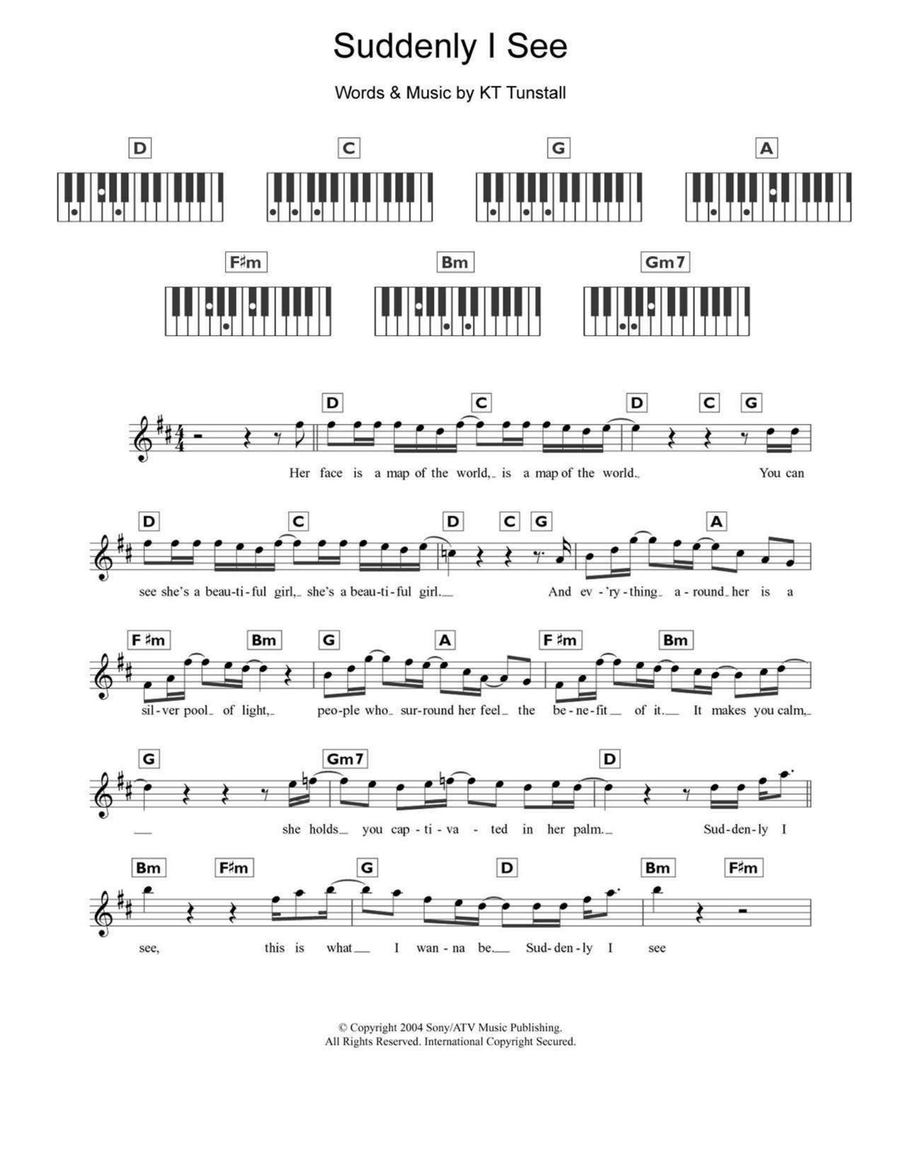 Suddenly I See Piano scores gallery preview page 1