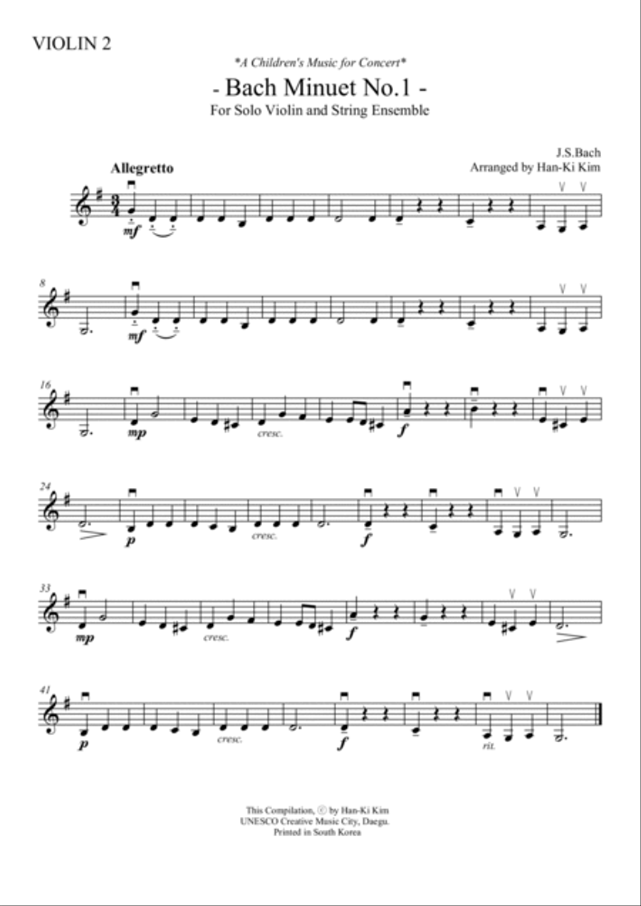 Bach Minuet No.1.2.3 (For Violin and Strings) Small Ensemble scores gallery preview page 5