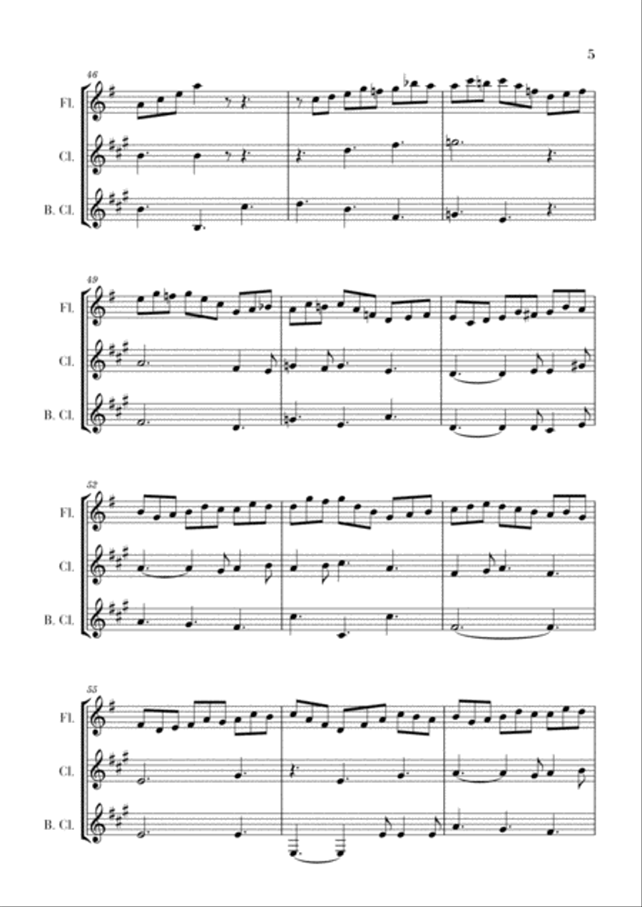 Bach - Jesu, Joy of Man's Desiring for Flute, Clarinet and Bass Clarinet Woodwind Trio scores gallery preview page 5