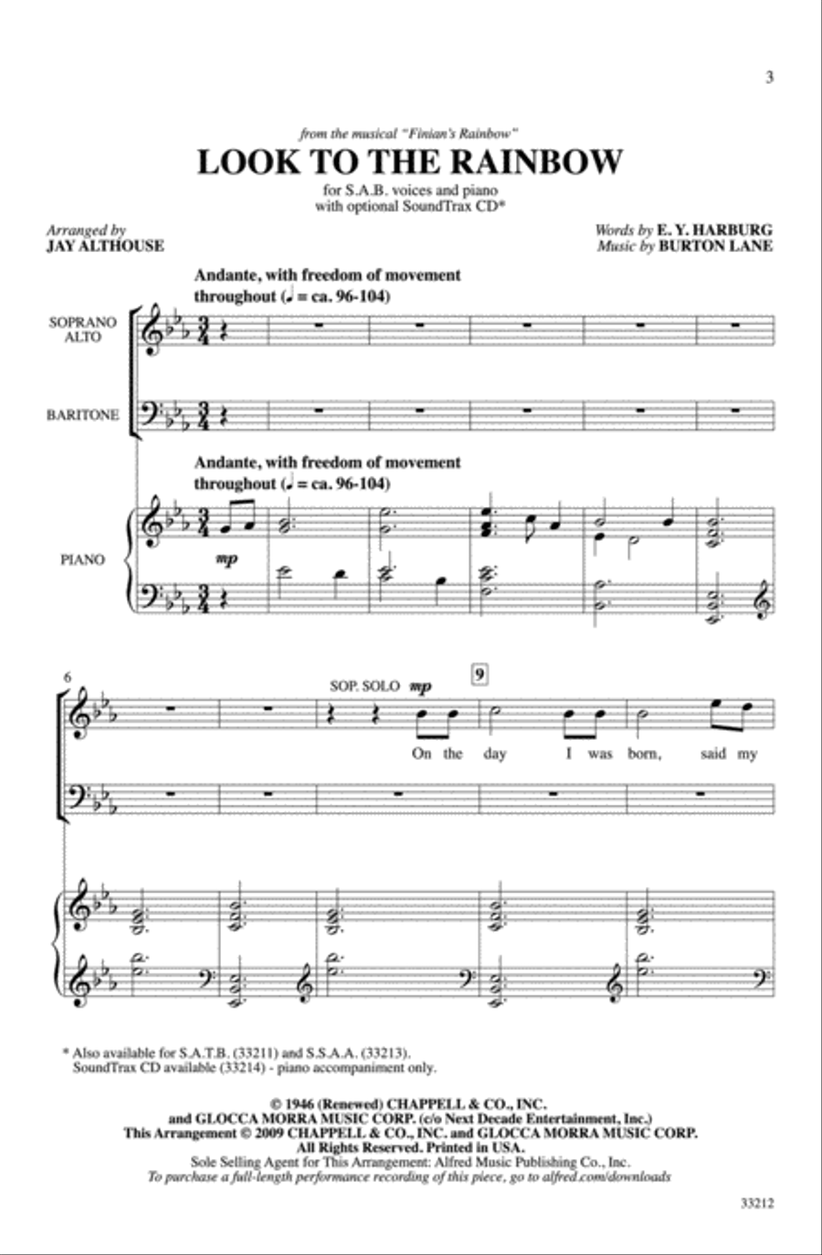 Look to the Rainbow 3-Part scores gallery preview page 2