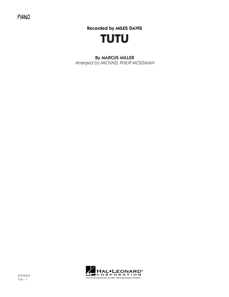 Tutu - Piano Jazz Ensemble scores gallery preview page 1