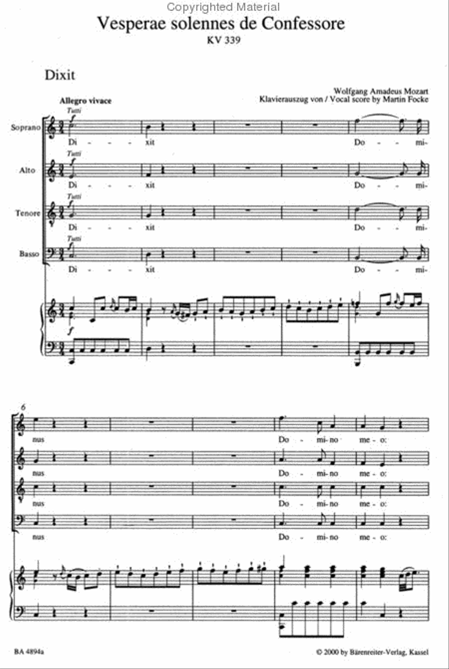 Vesperae Solennes De Confessore 4-Part scores gallery preview page 2