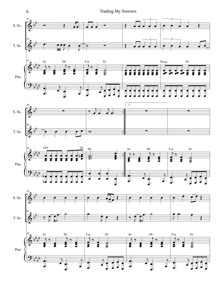 Trading My Sorrows Woodwind Duet scores gallery preview page 6