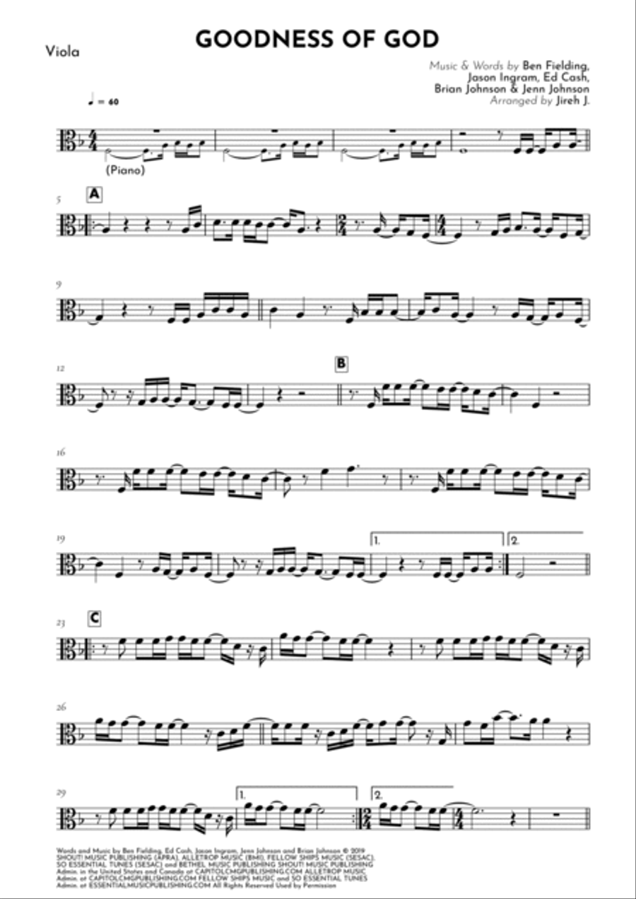 Goodness Of God Viola Solo scores gallery preview page 2