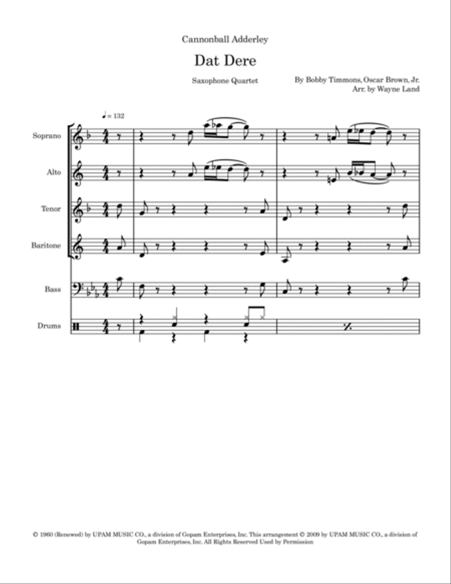 Dat Dere Saxophone Quartet scores gallery preview page 2