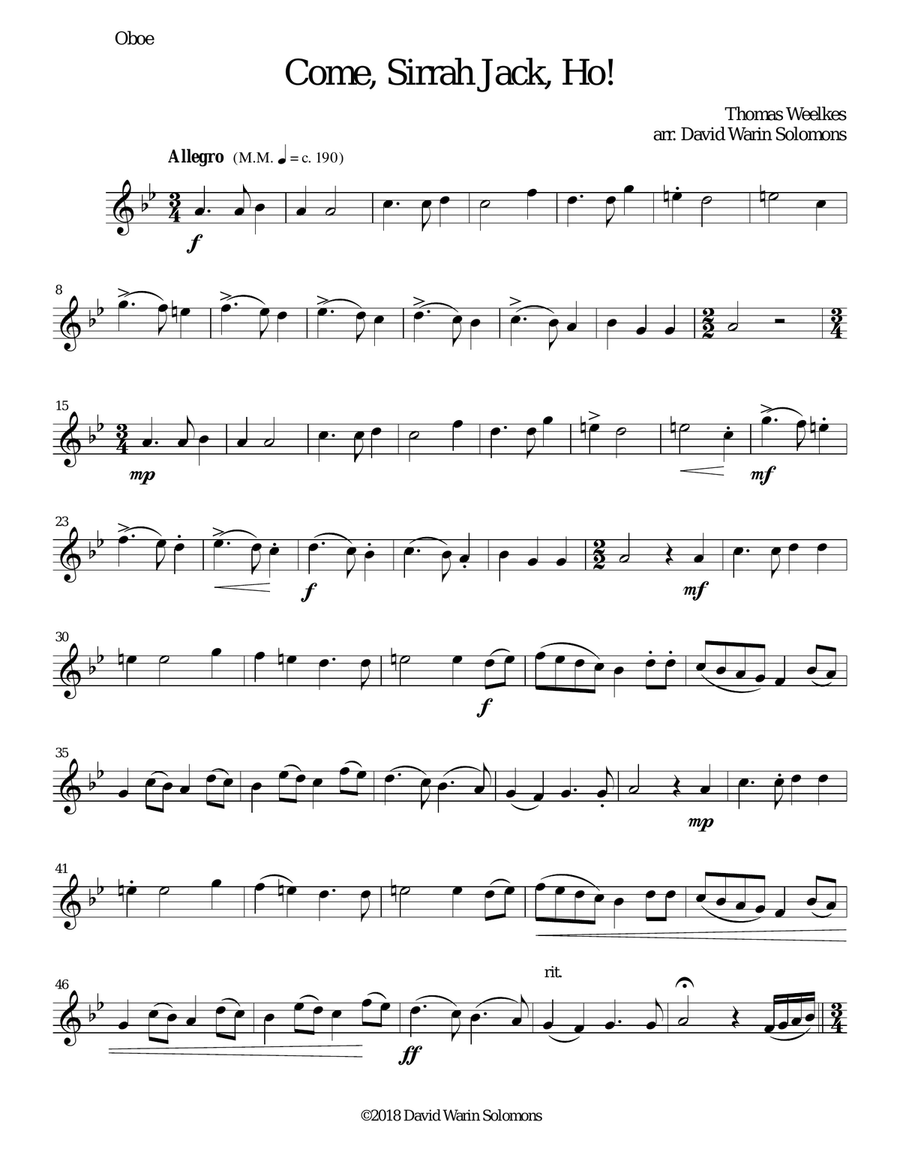 Come Sirrah Jack, Ho! for double-reed trio (oboe, cor anglais, bassoon) Woodwind Trio scores gallery preview page 5
