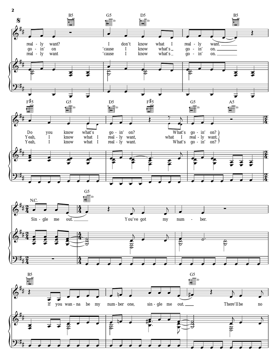 Single Me Out Piano, Vocal, Guitar scores gallery preview page 2
