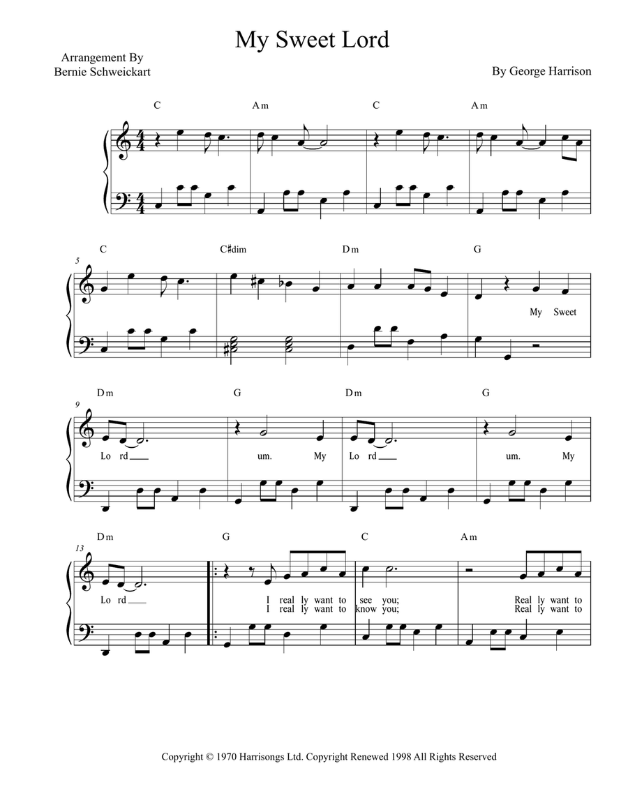 My Sweet Lord Piano, Vocal, Guitar scores gallery preview page 1