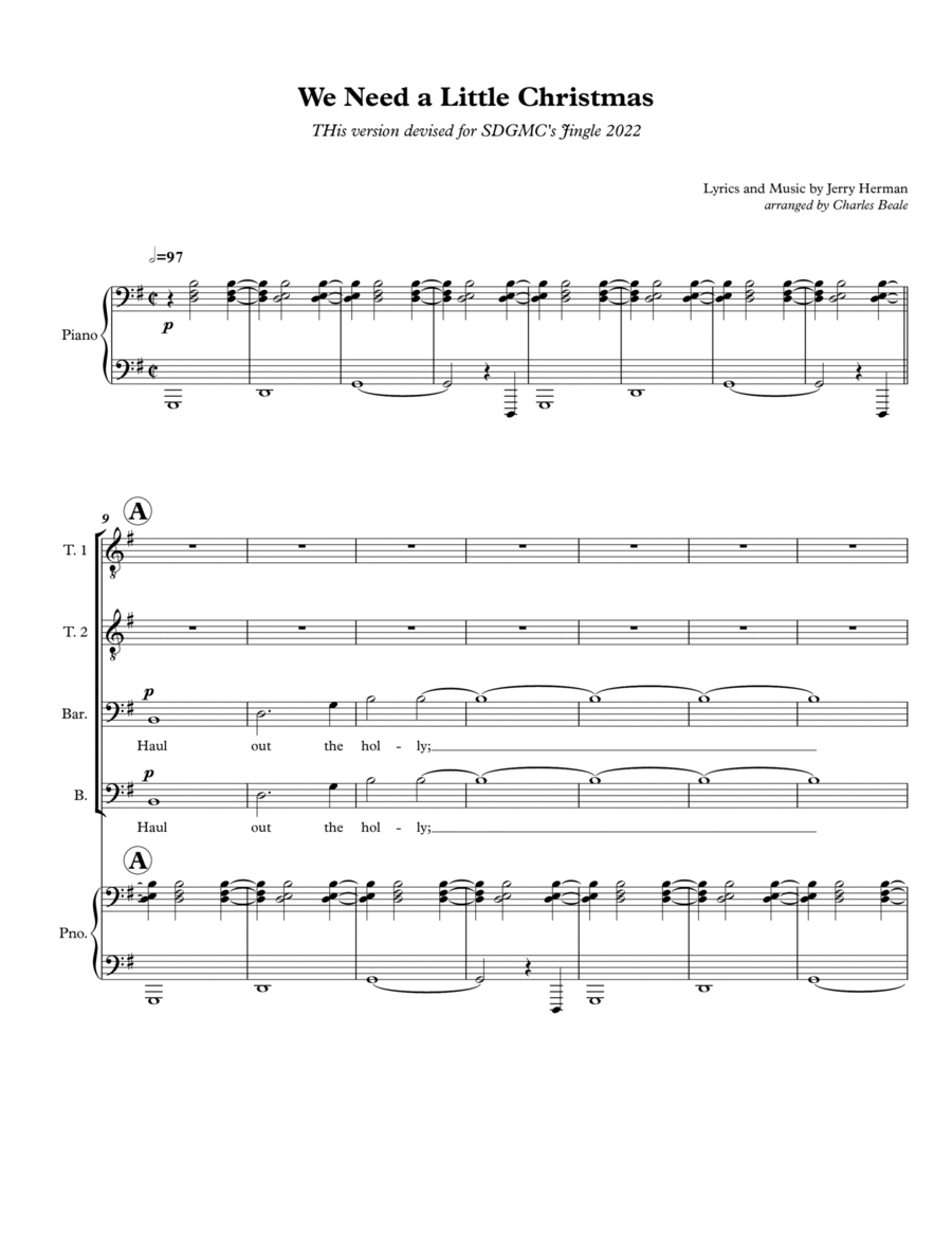 We Need A Little Christmas TTBB scores gallery preview page 1