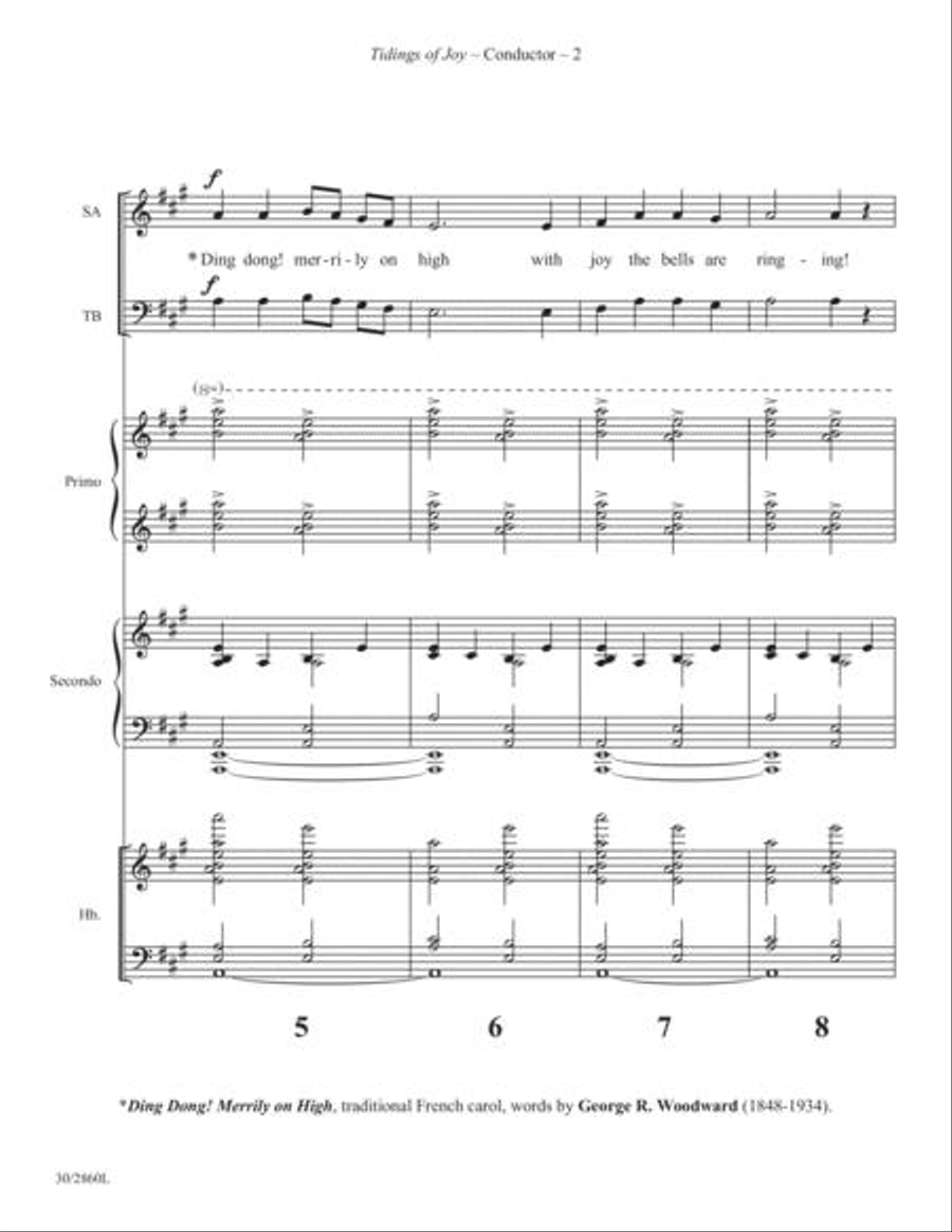 Tidings of Joy! - Handbells and 4-hand Piano Score and Parts