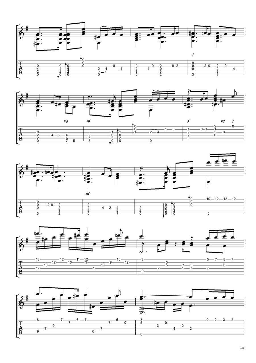 Alfonsina y el Mar (Zamba) Acoustic Guitar scores gallery preview page 2