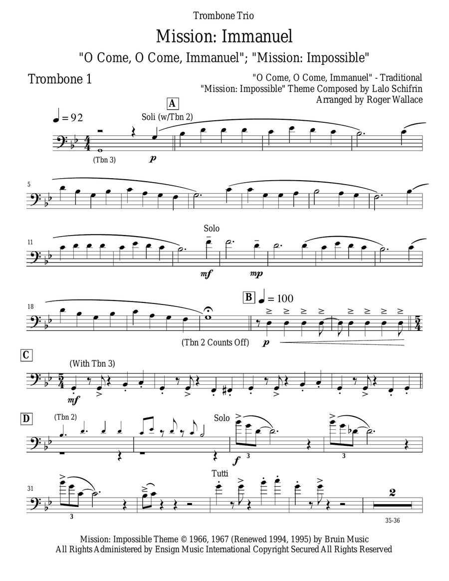 Mission: Impossible Theme Trombone Trio scores gallery preview page 5