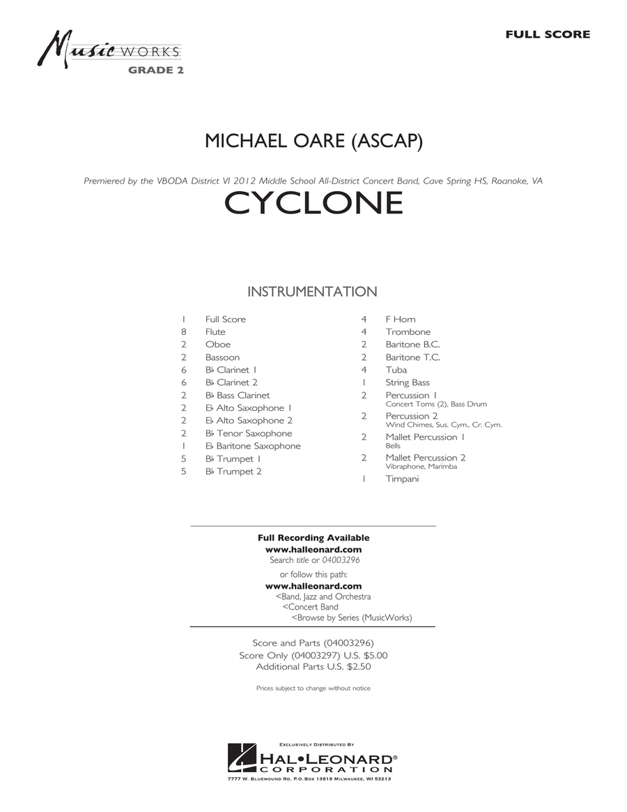 Cyclone - Full Score Cyclone - Full Score Concert Band scores gallery preview page 1