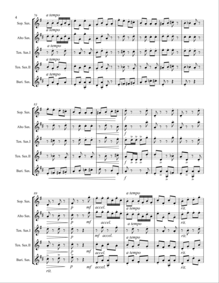 Strauss II – Pizzicato Polka (for Saxophone Quintet SATTB) Saxophone Quintet scores gallery preview page 5