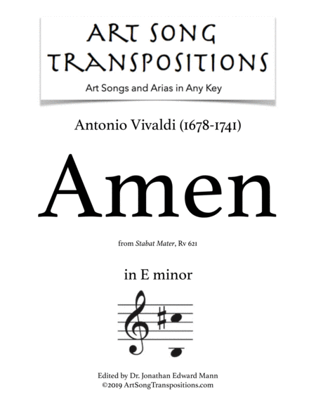 VIVALDI: Amen, RV 621 (transposed to E minor)