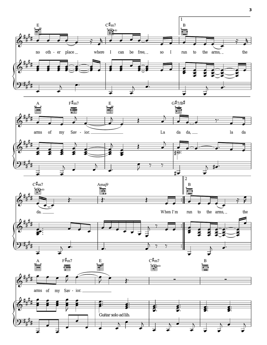 The Arms Of My Savior Piano, Vocal, Guitar scores gallery preview page 3