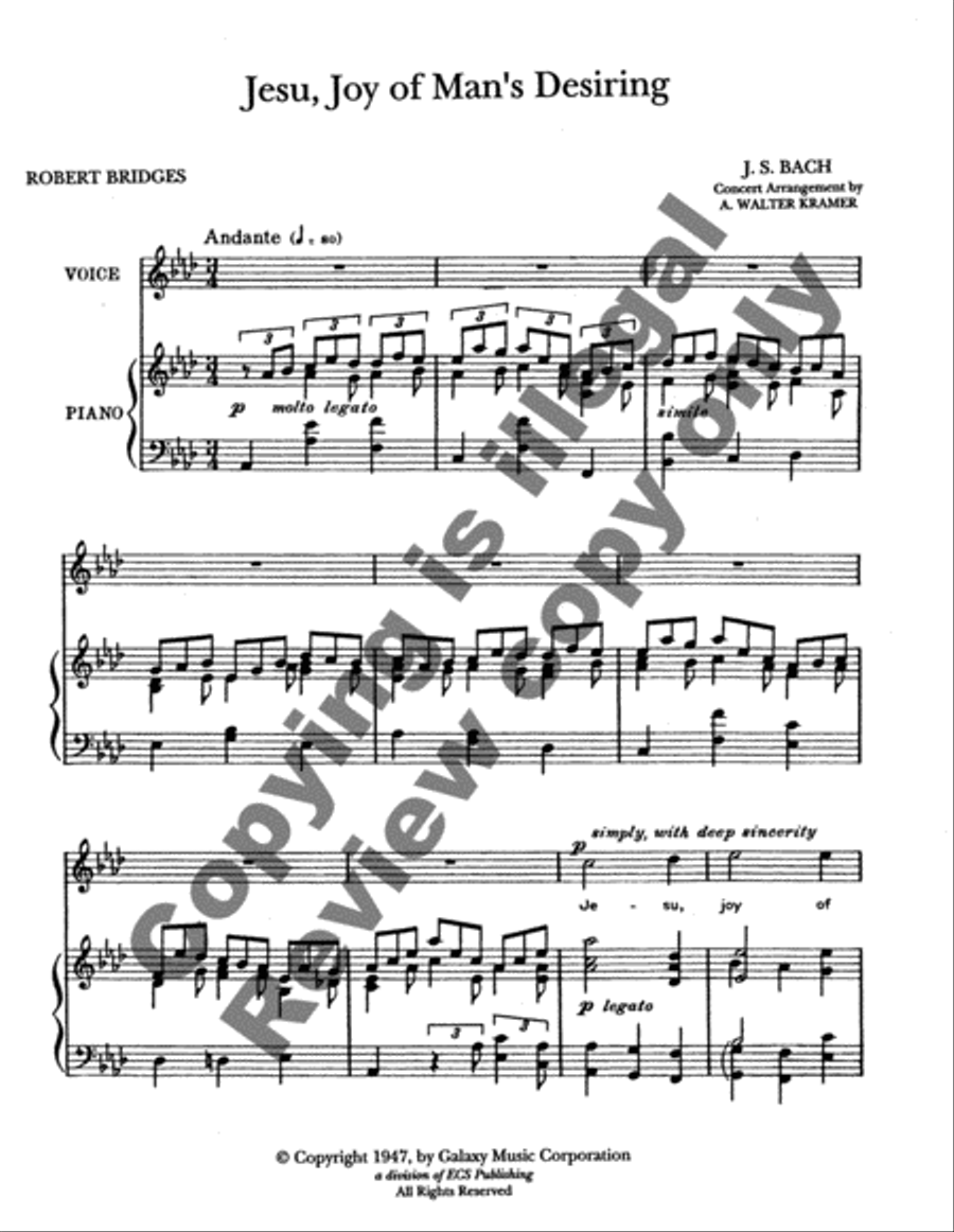 Jesu, Joy of Man's Desiring High Voice scores gallery preview page 3